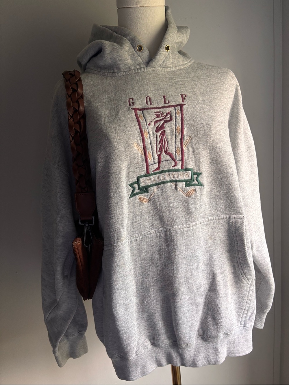 WOLF Light Gray Embroidered Golf Hoodie